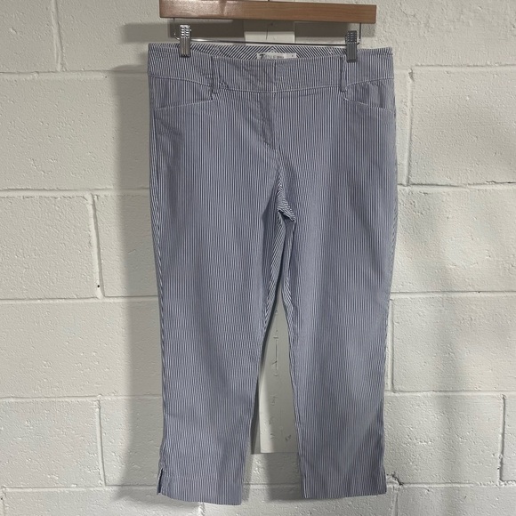 7th Avenue Design Studio New York & Company Blue Seersucker Capris Pants Sz 6 - Picture 1 of 4